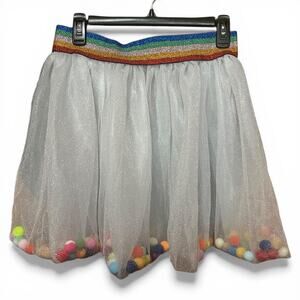Rainbow Tutu Size Large Pom Pom Balls Bubble Skirt Pride Party Festival 5K